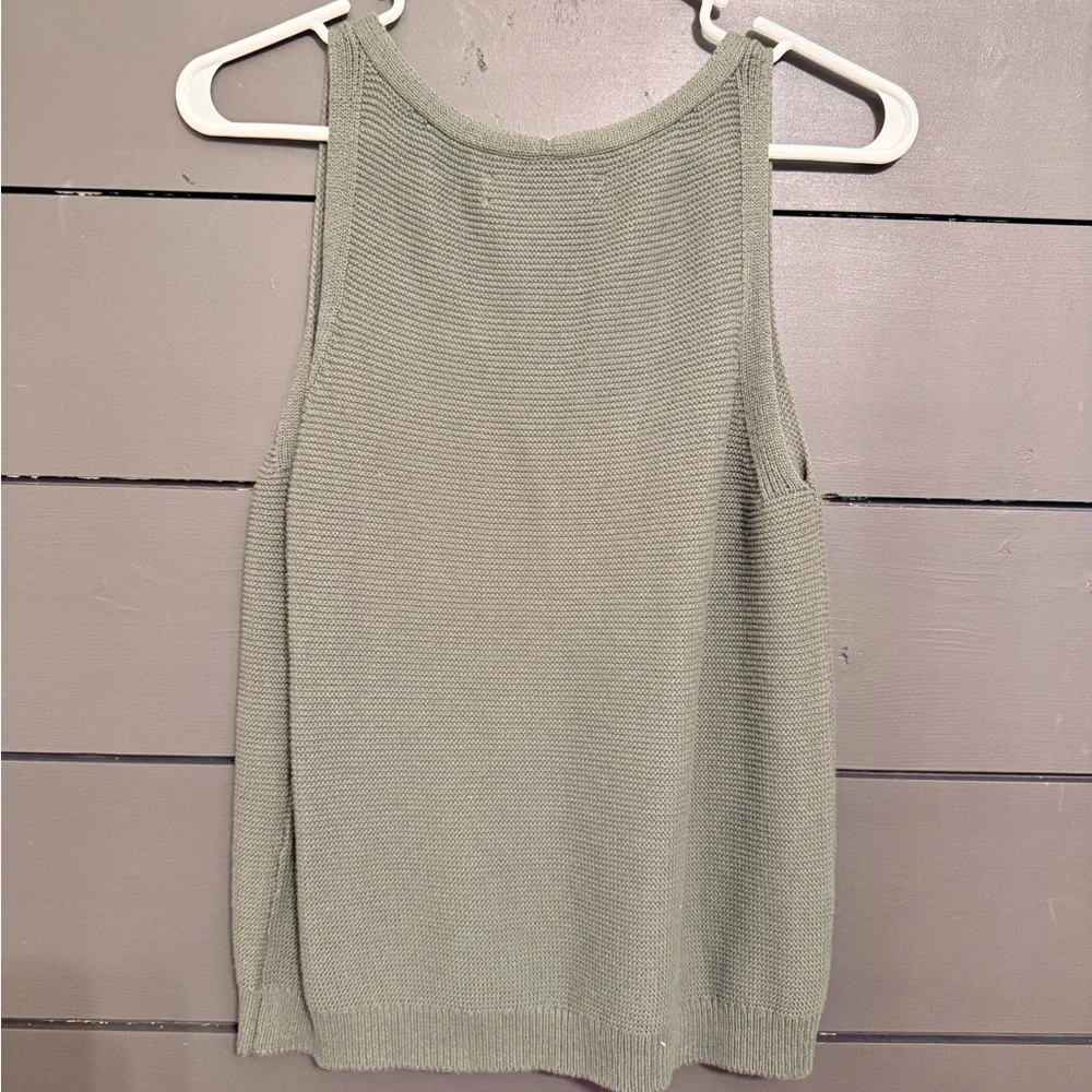 LOFT Sage Green Button-Front Tank Top - Picture 2 of 5